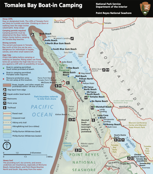 Camping Map for Tomales Bay
